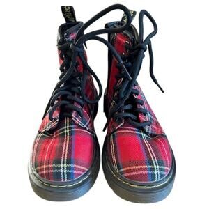 Dr. Martens Kids 1460 “Tartan J” Boots — Red Plaid — US 13 (Little Kid)